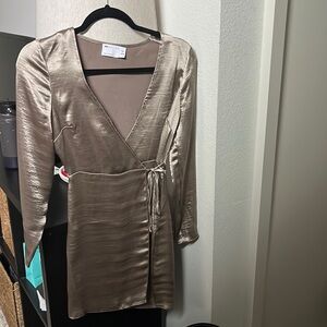 Long sleeve wrap dress